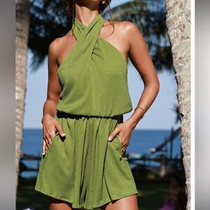 Cupshe Olive Green Vacation Cover up romper